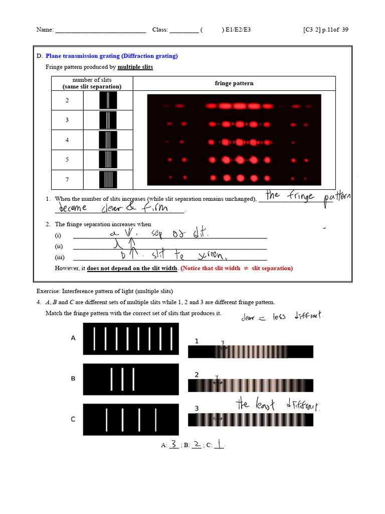 Diffraction Grating and Fringe Patterns | PDF | Diffraction | Physics
