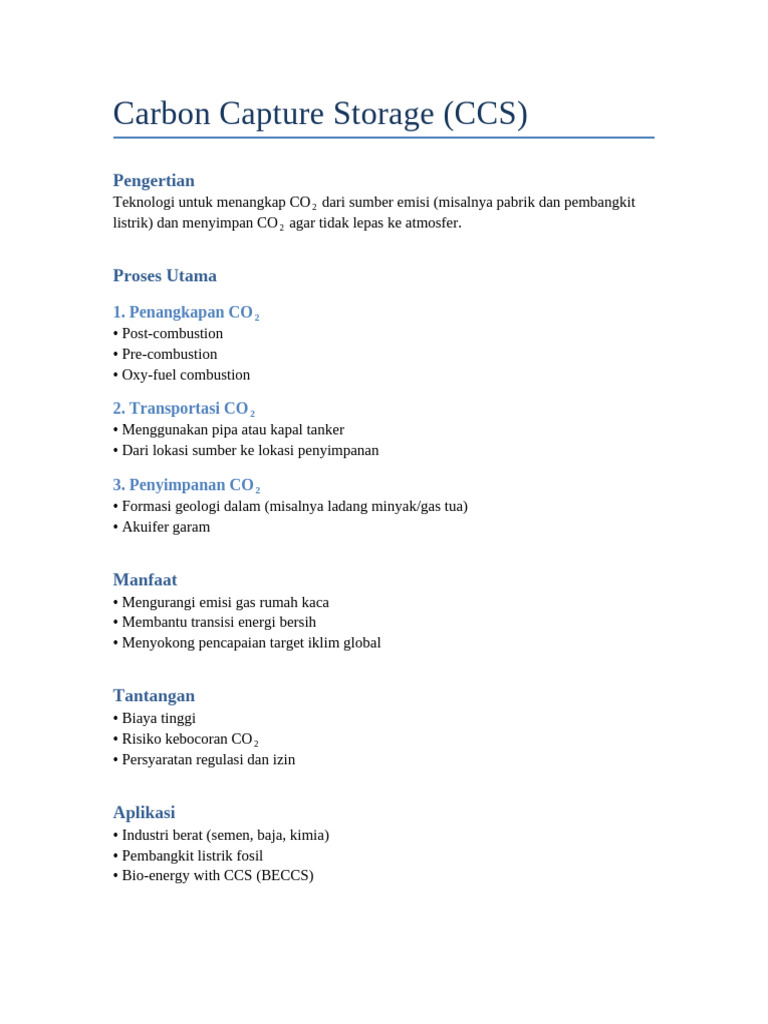 Carbon Capture Storage CCS | PDF