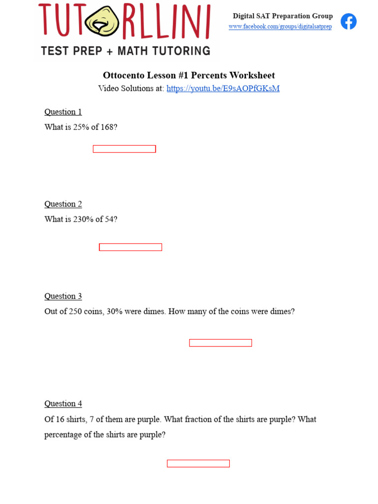 Digital SAT Percent Practice Questions | PDF | Prices
