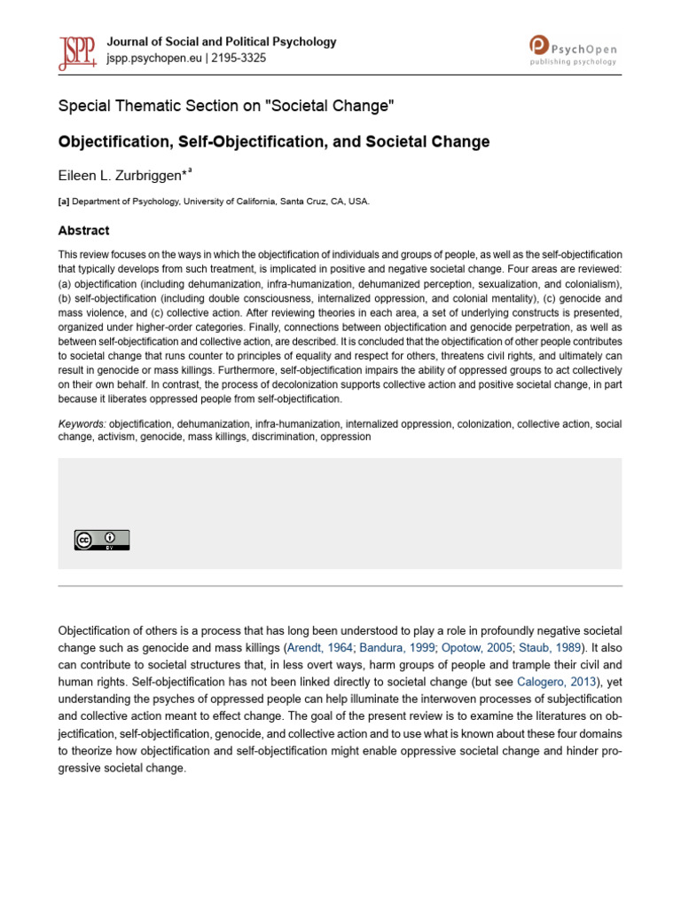Objectification and Societal Change Analysis | PDF | Emotions ...