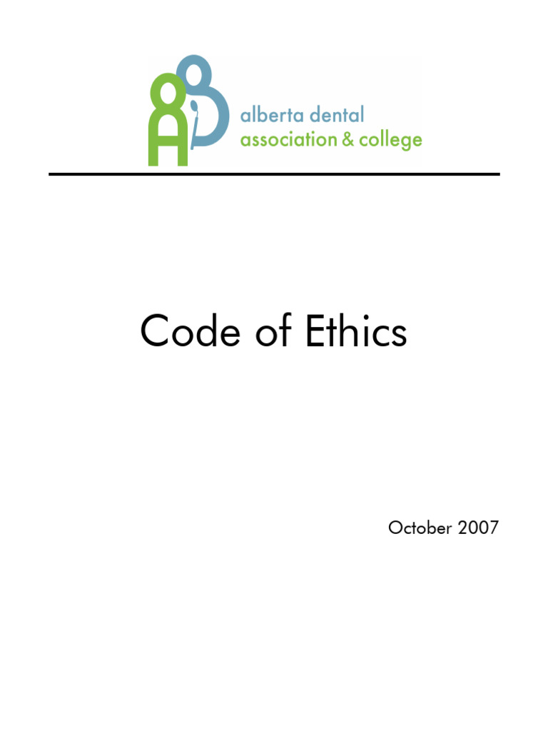 Alberta Dental Association Ethics Code | PDF | Dentist | Dentistry