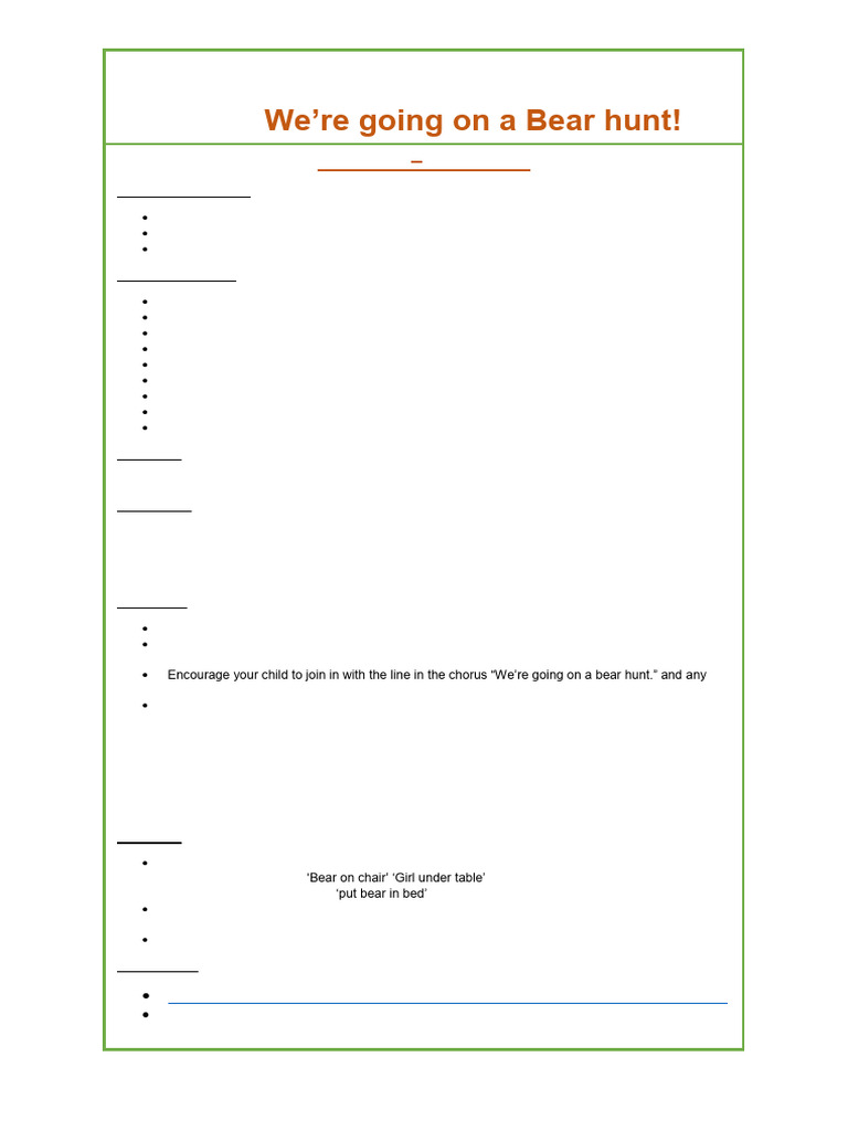 Bear Hunt Activities for Kids | PDF