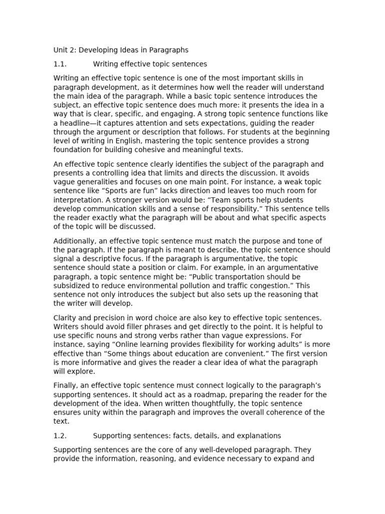 Mastering Topic Sentences and Paragraphs | PDF | Human Communication ...