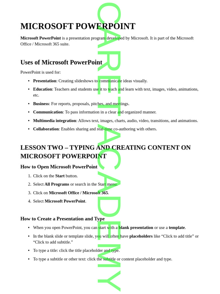 Microsoft PowerPoint Basics for Primary 4 | PDF | Microsoft Power Point ...