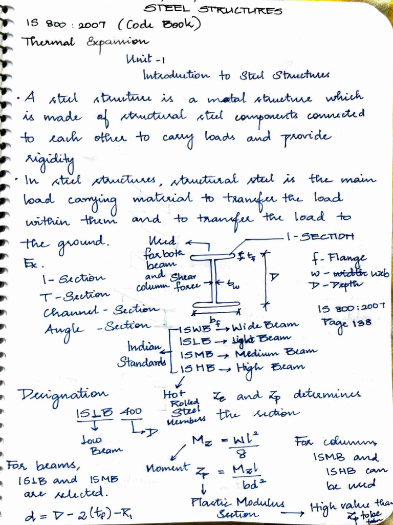 Steel Structures - Notes | PDF