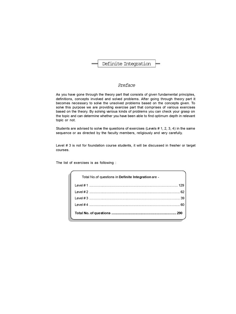 Definite Integration Exercises and Problems | PDF | Trigonometric ...