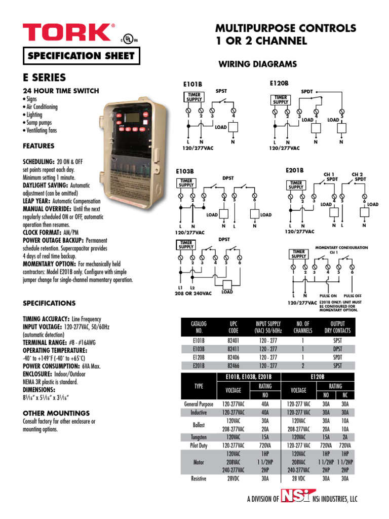 E Series Multipurpose Time Switches | PDF | Alternating Current | Switch
