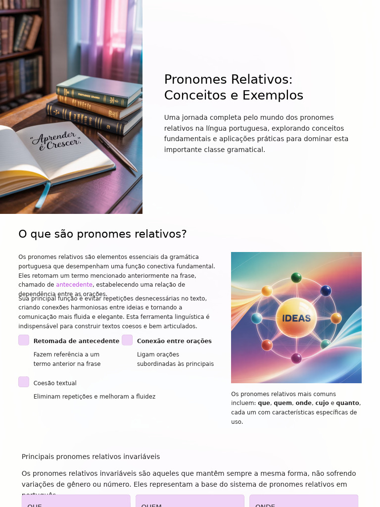 Guia Completo sobre Pronomes Relativos | PDF | Pronome | Linguística