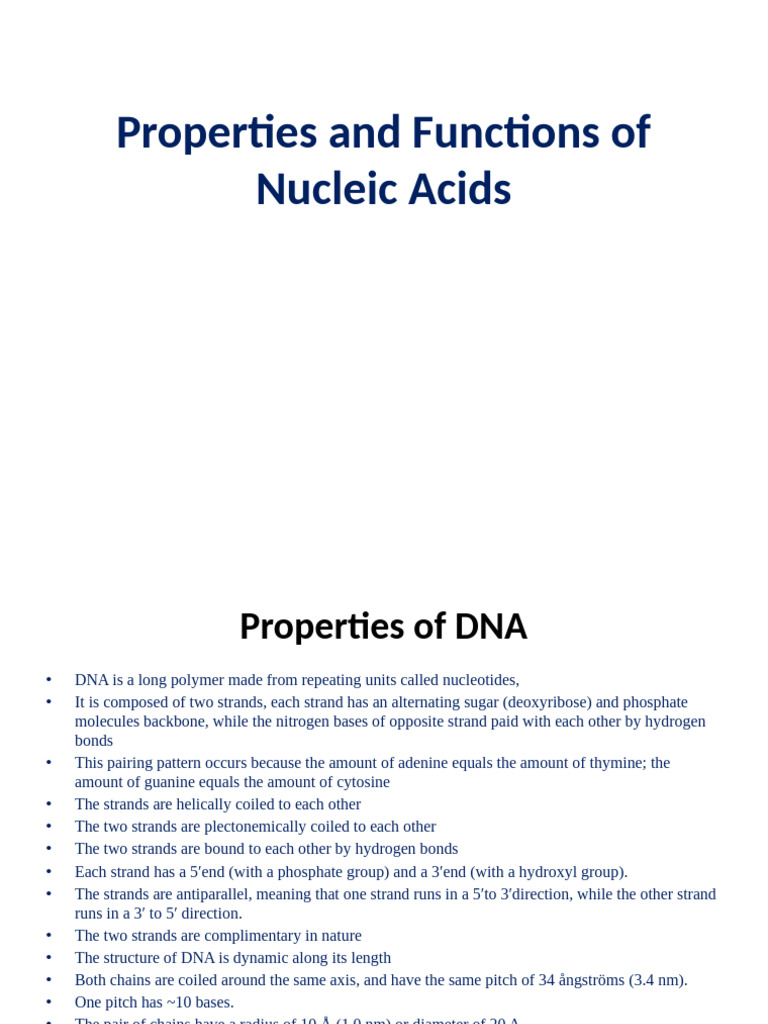 Properties and Functions of Nucleic Acids | PDF | Rna | Messenger Rna