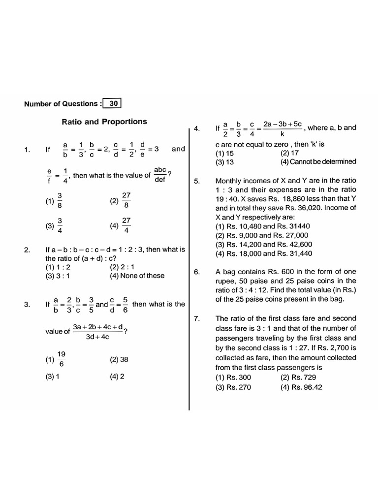 Worksheet 4 - Ratio and Proportion | PDF