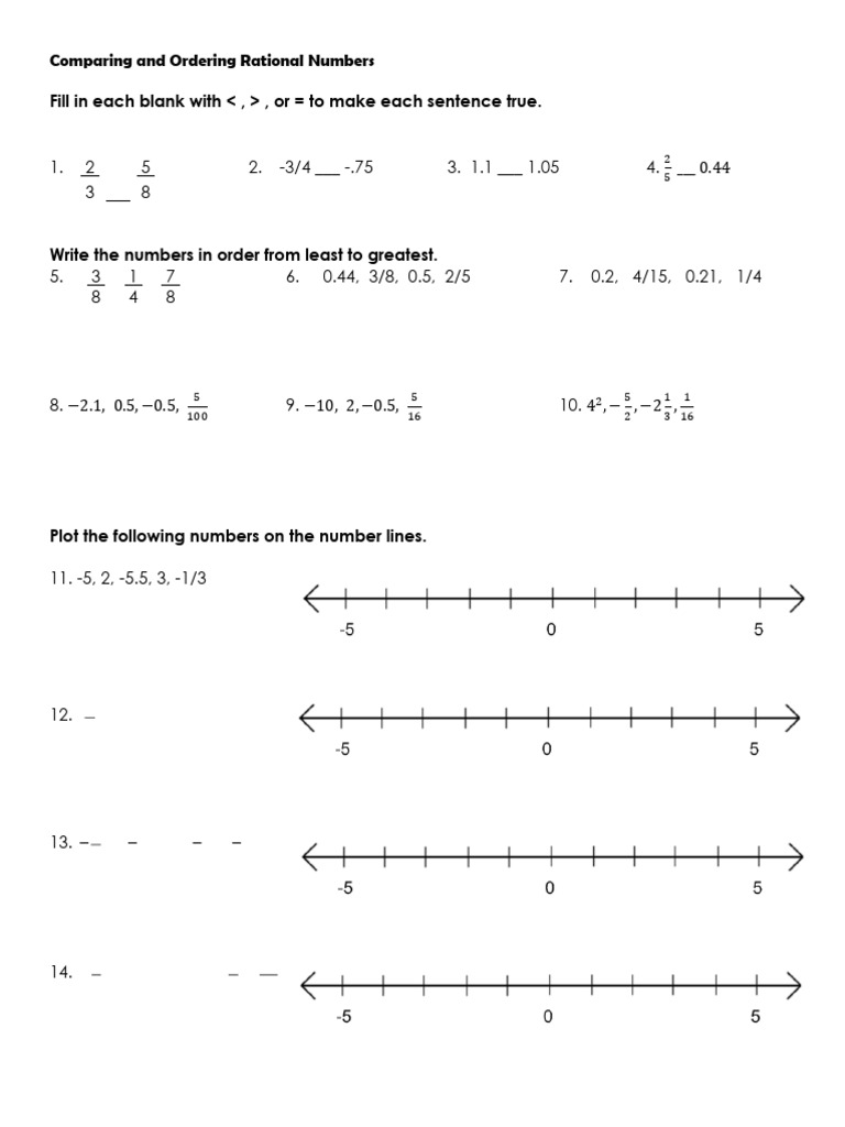 Comparing Rational Numbers and Ordering | PDF