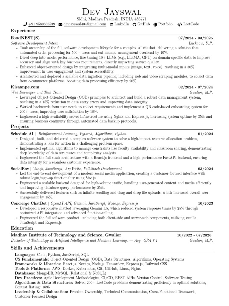 Software Developer Resume Overview | PDF | Artificial Intelligence ...