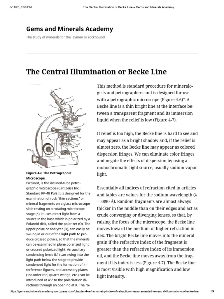 Understanding the Becke Line Method | PDF | Refractive Index | Optics