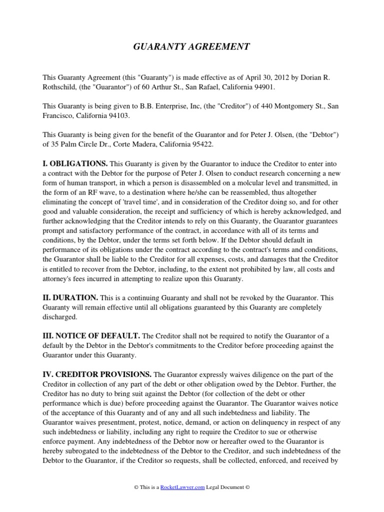 Guaranty Agreement PDF Guarantee Government Information