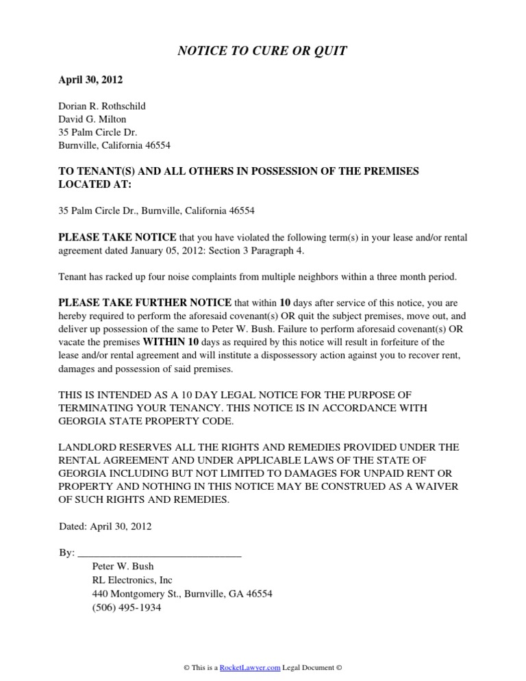 georgia eviction notice