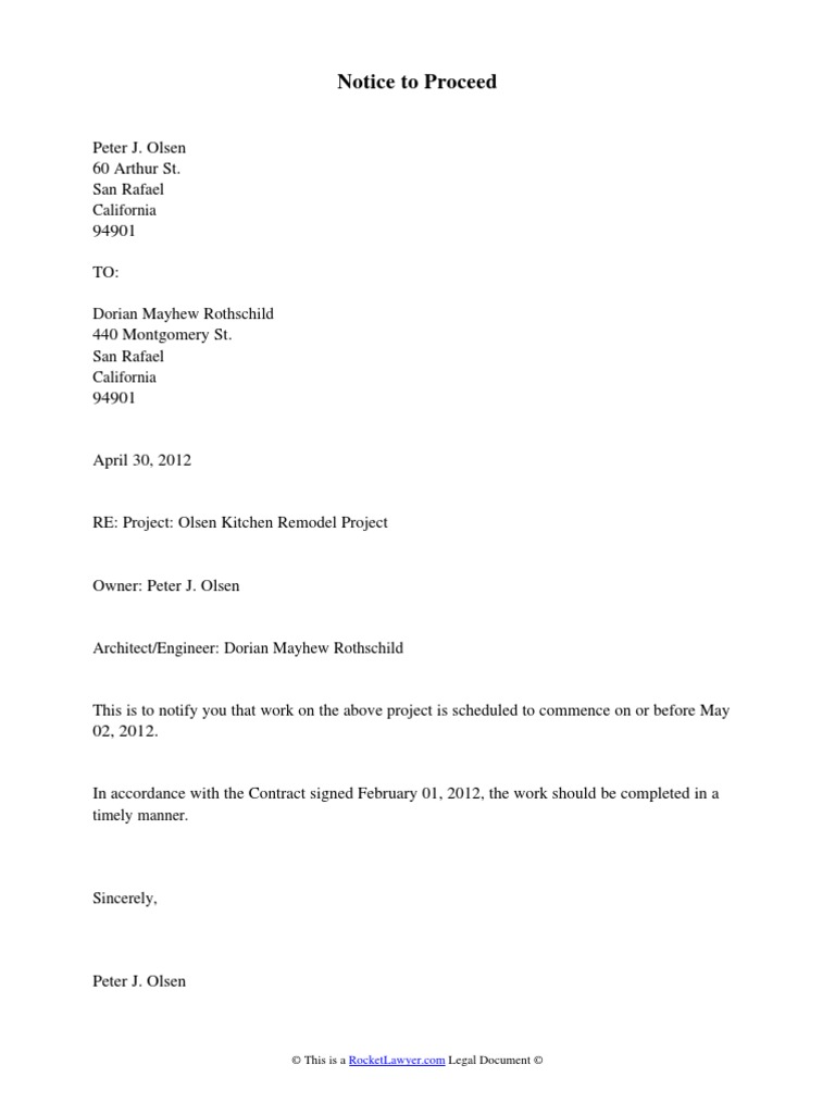 Notice To Proceed