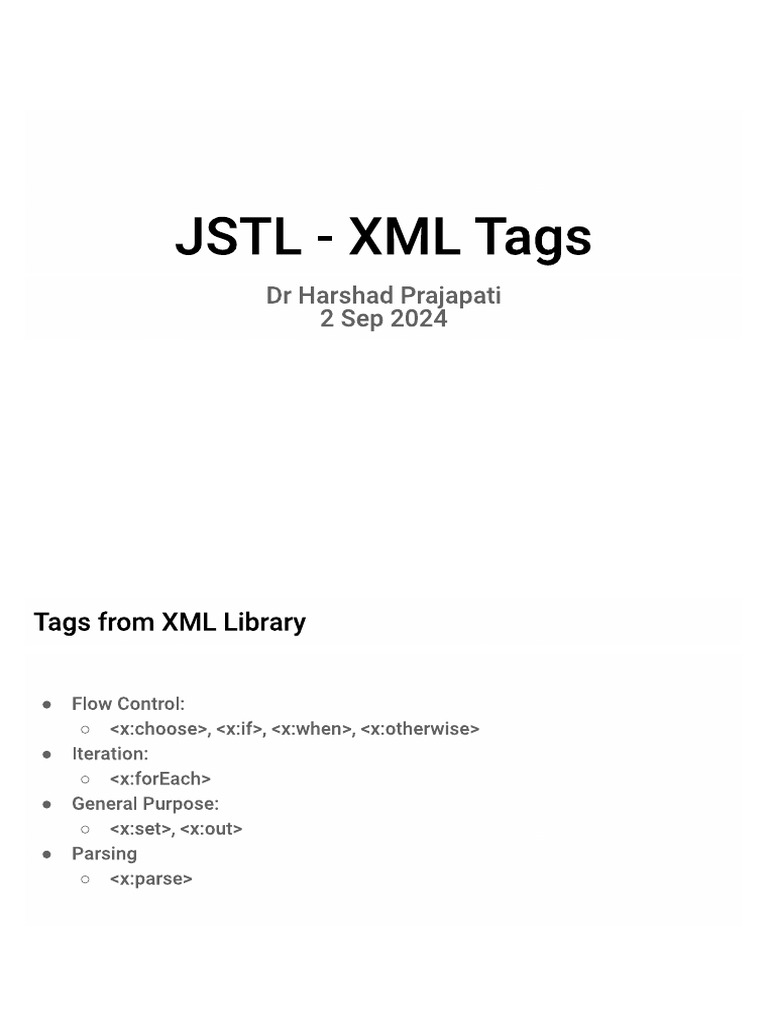 U7.05 JSTL - XML Tags-1x2 | PDF