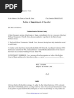 Download Letter of Appointment of Executor by RocketLawyer SN92321985 doc pdf