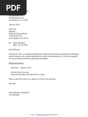 Employment Verification Letter