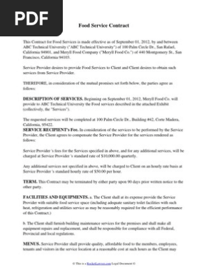 Food Service Contract
