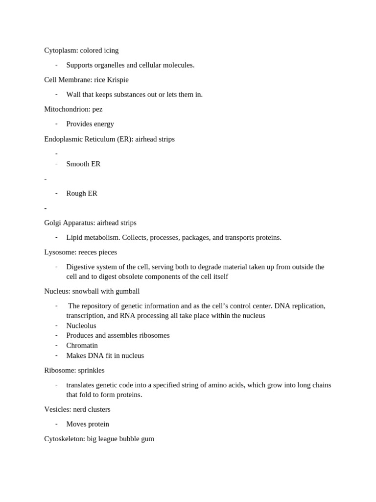 Fun Cell Organelles and Their Functions | PDF