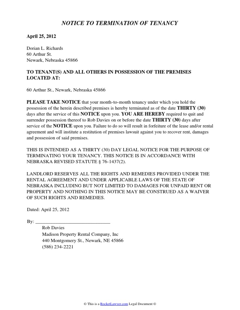 Nebraska Eviction Notice | PDF
