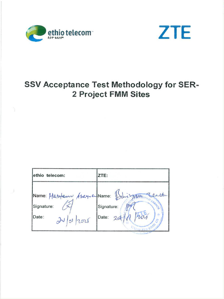 ET SER 2 Project FMM Sites SSV Test Methodology and Legend Final | PDF