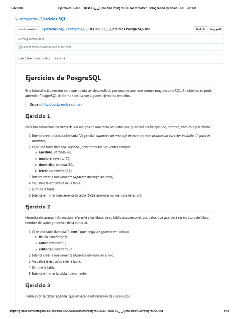 PostgreSQL -Prac _91 Ejers-CREATE TABLE -UF1888-E3 | PDF