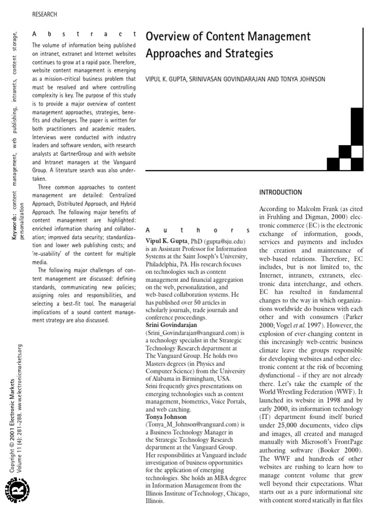 Content Management Strategies Overview | PDF | World Wide Web ...
