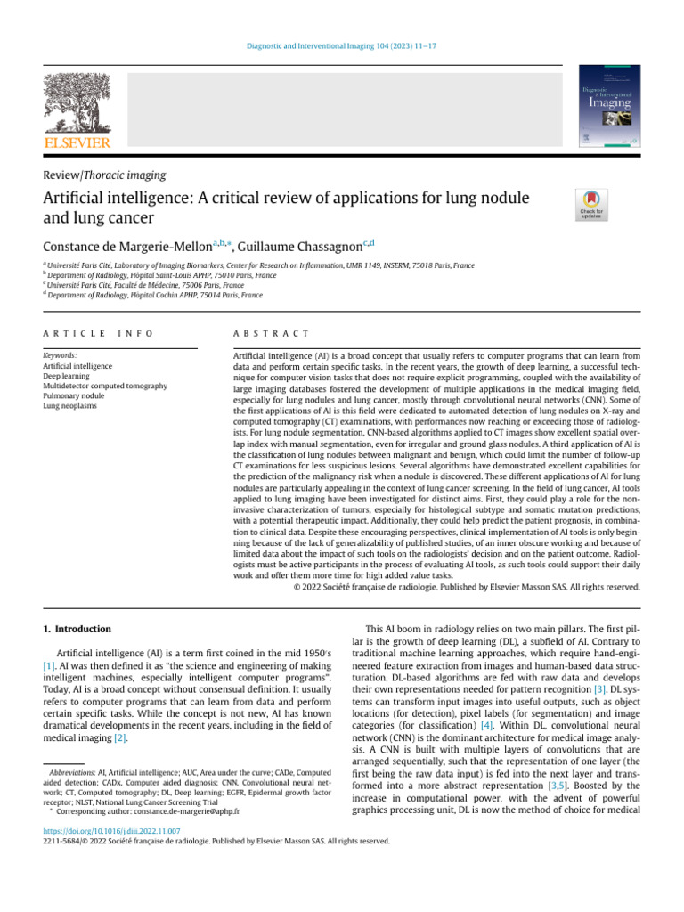 AI in Lung Cancer Imaging Review | PDF | Radiology | Ct Scan