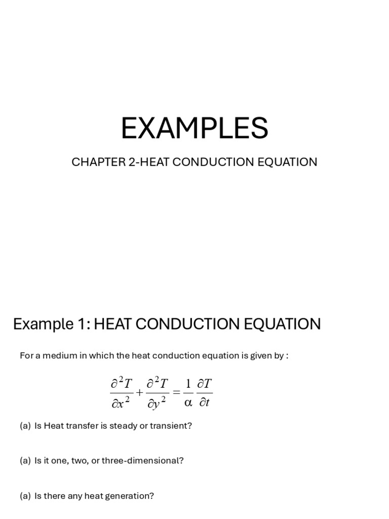 Heat Conduction Equation Examples | PDF