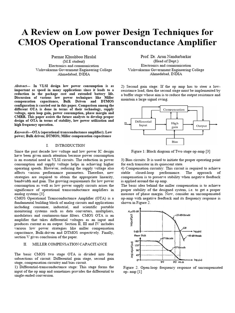 A Review On Low Power Design Techniques For Cmos Operational ...
