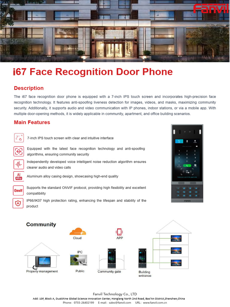 Fanvil_i67_Datasheet | PDF | Touchscreen | Video