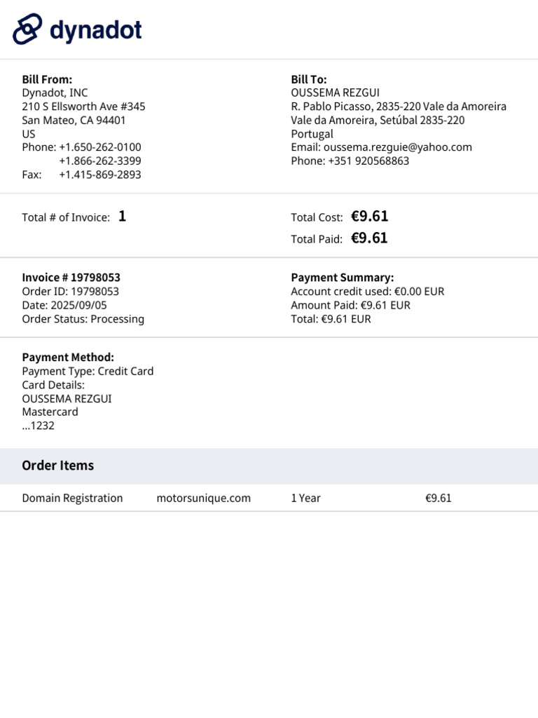 Order Invoice 19798053 | PDF