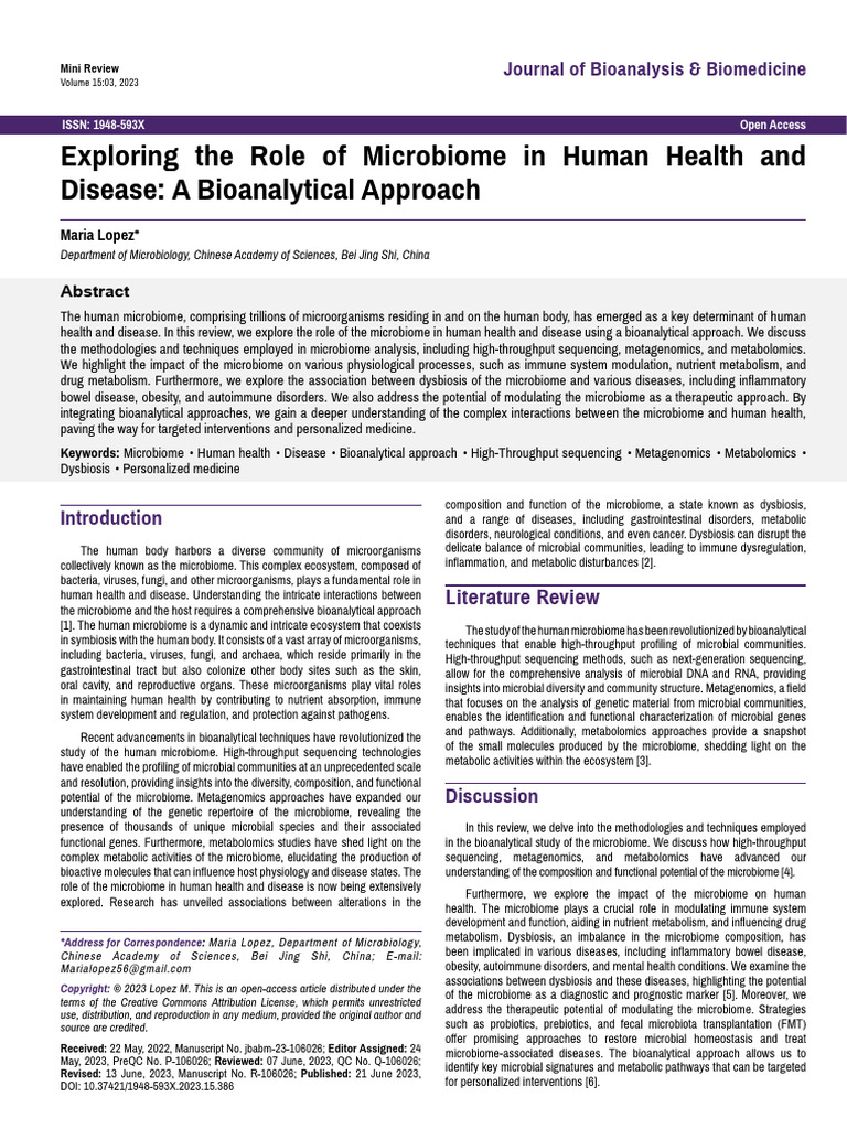 Microbiome's Impact on Health & Disease | PDF | Microorganism | Health ...