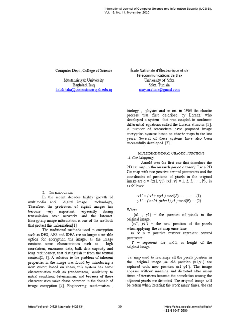 2D-3D Chaotic Maps for Image Encryption | PDF | Chaos Theory | Applied ...