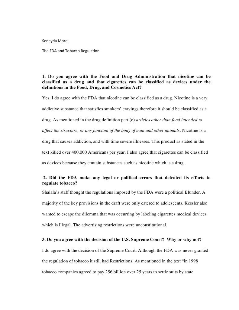 FDA Tobacco Regulation PDF Food And Drug Administration Tobacco