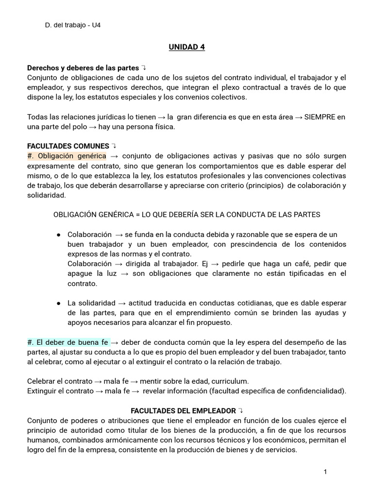 Derechos y Deberes Laborales Esenciales | PDF | Derecho laboral | Salario