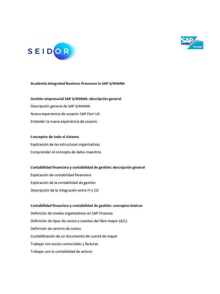 Contenido Academia Integrated Business Processes in SAP S4 Hana | PDF ...