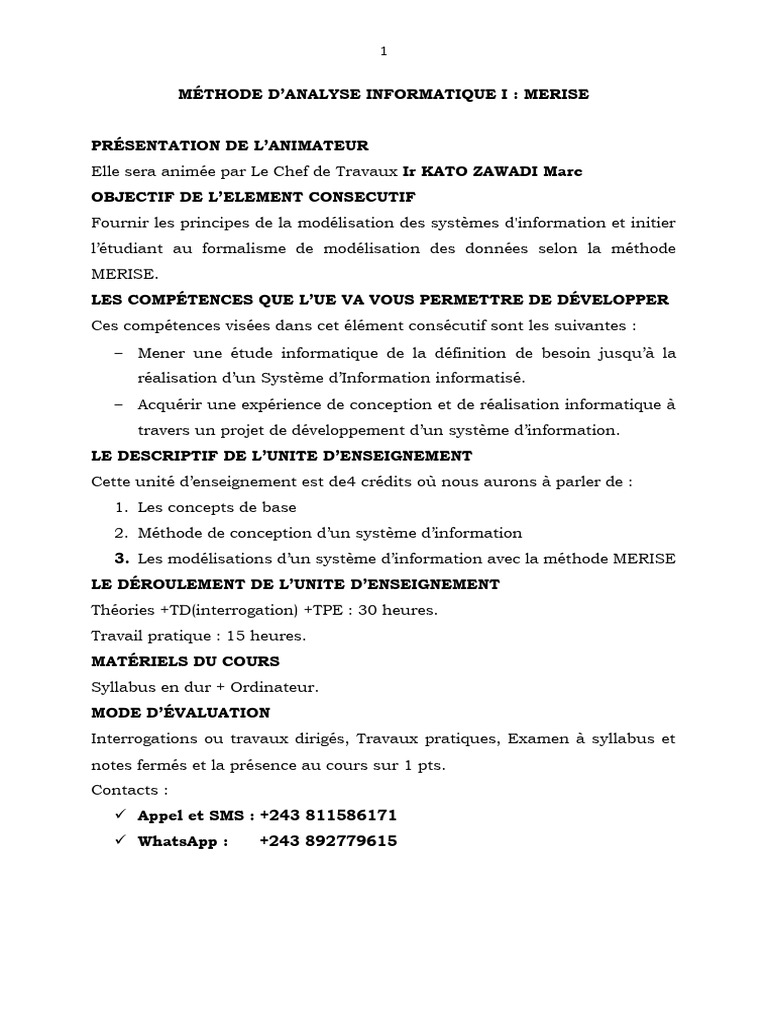 Introduction à la méthode MERISE | PDF | Informatique | Informatique