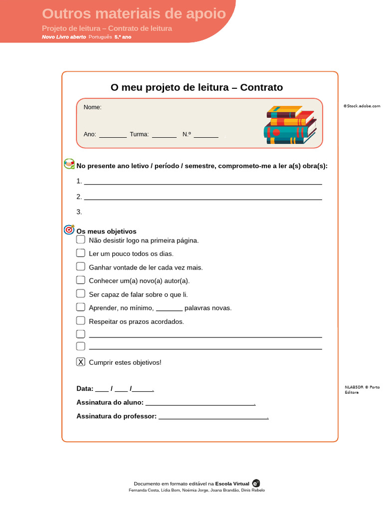 Contrato de Leitura para Alunos | PDF
