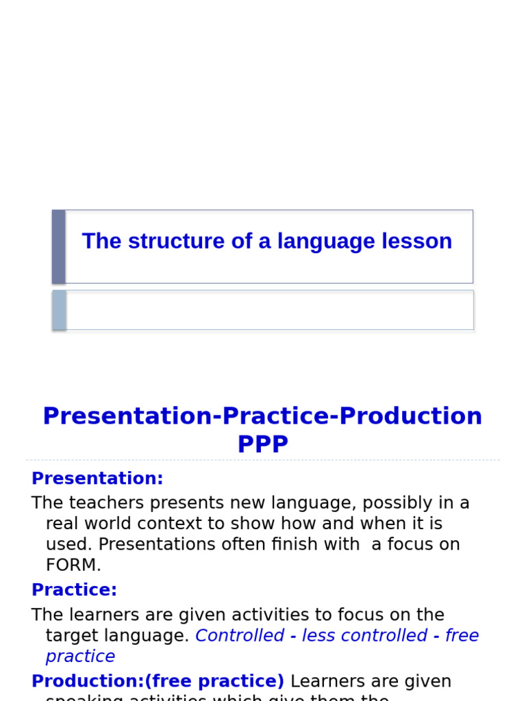 The Structure of A Language Lesson | PDF