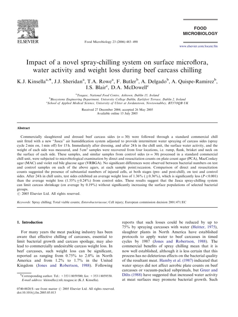 Impact of A Novel Spray Chilling System | PDF | Colony Forming Unit | Mean