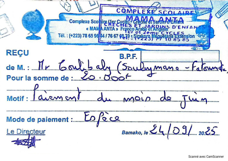 Payement Du Mois de Juin 2026 Pour Souleyma Et Fatoumata | PDF