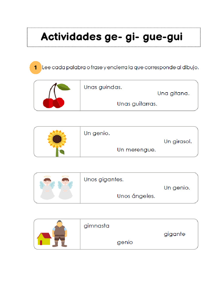 Actividades Ge Gi Gue Gui | PDF