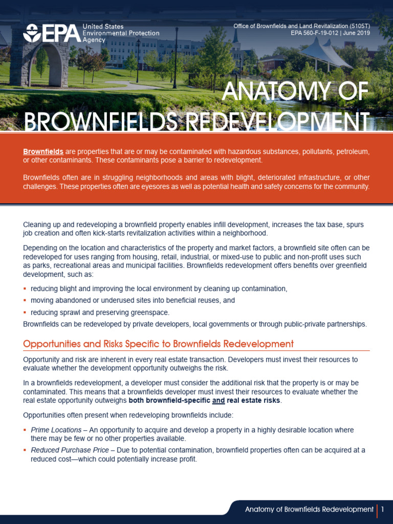 Anatomy of Brownfields Redevelopment | PDF | Environmental Remediation ...