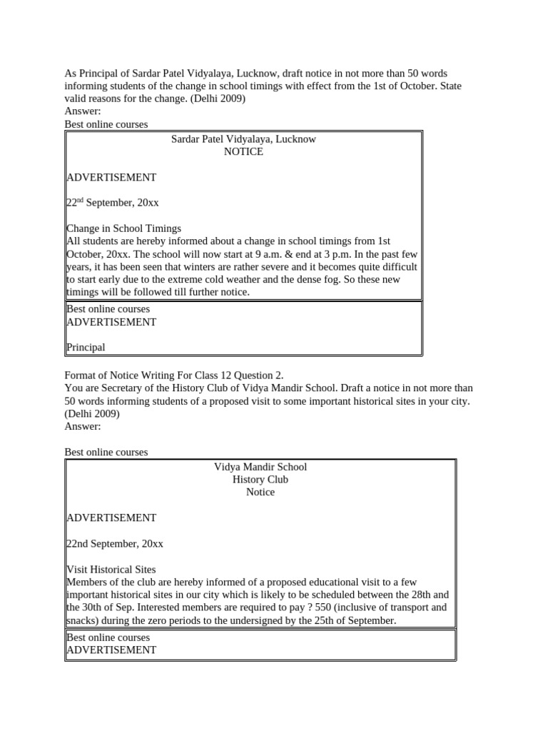 School Notice Templates and Examples | PDF