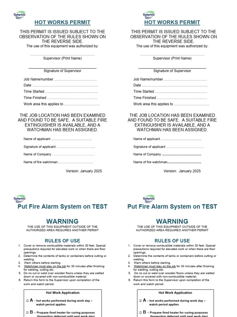 Hot Works Permit Guidelines 2025 | PDF