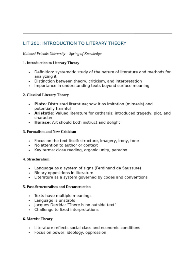 Intro to Literary Theory Overview | PDF | Literary Theory | Feminism