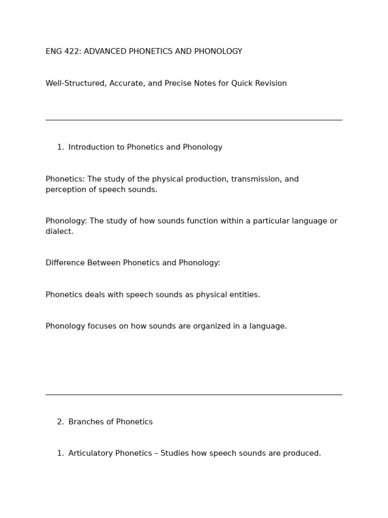 Advanced Phonetics and Phonology Notes | PDF | Phonetics | Human Voice